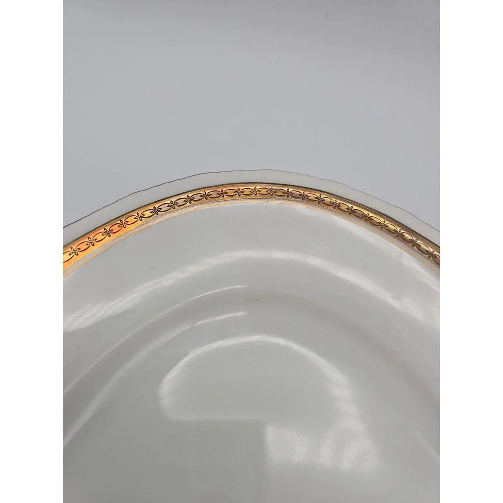 Rorstrand Sweden Oval Porcelain Platter #523 Gold Ribbon Pattern 13.25